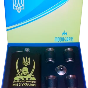 Подарочный набор MOONGRASS 6в1 с флягой, рюмками, лейкой UKRAINE WKL-084