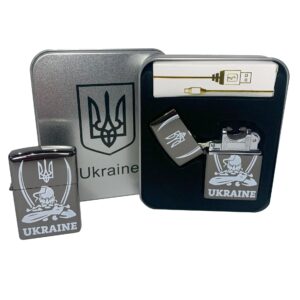 Дуговая электроимпульсная USB зажигалка ⚡️ Украина (металлическая коробка) HL-449-Black